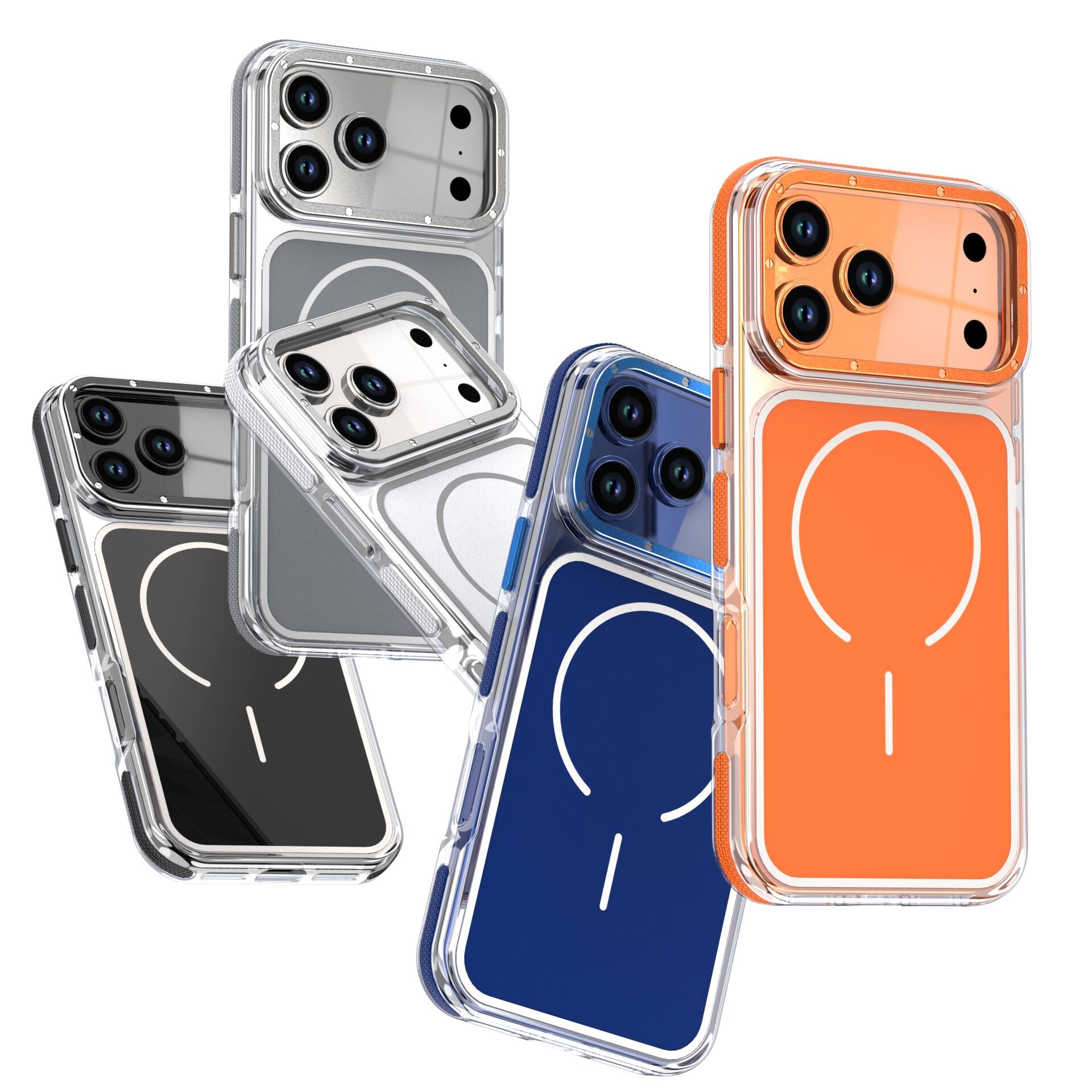 Alt View 2. Dteck - for Apple iPhone 17 Pro Max Magnetic Clear Case with Independent Aluminum Buttons,Slim Shockproof Rugged Phone Cover - White.