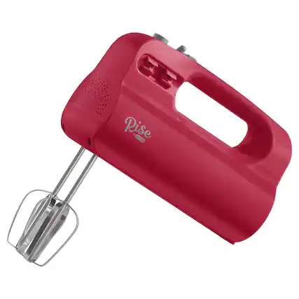 Front. DASH - Rise by Dash Red 5 speed Hand Mixer - Red.