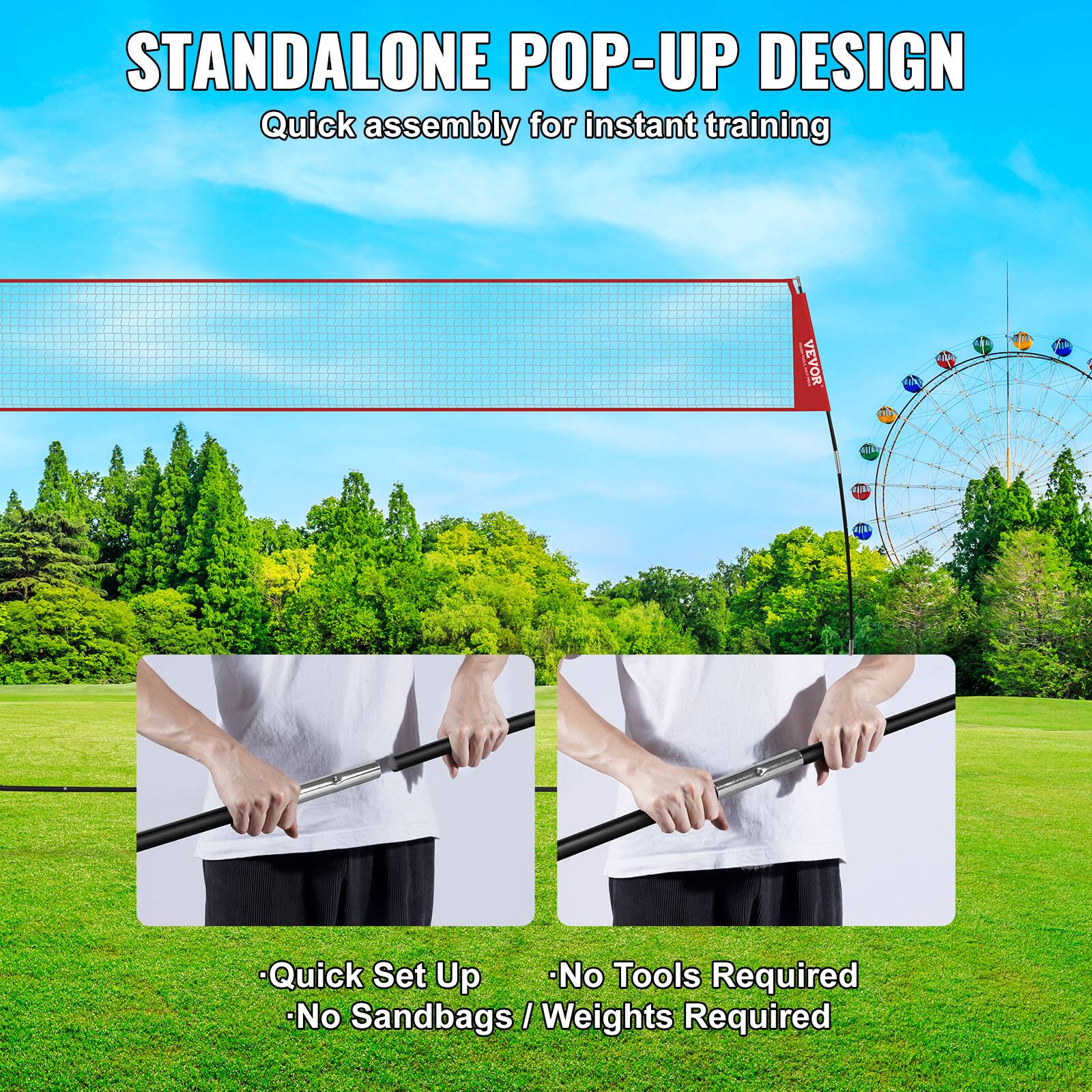 STANDALONE POP-UP DESIGN  
Quick assembly for instant training  

- Quick Set Up  
- No Sandbags / Weights Required  
- No Tools Required