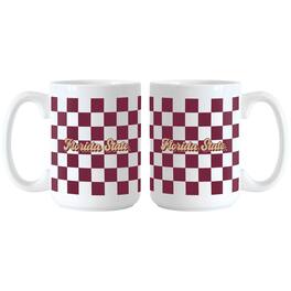 Logo Brands - Florida State Seminoles 2-Pack 15oz. Checkered Wordmark Mug Set - Multicolor