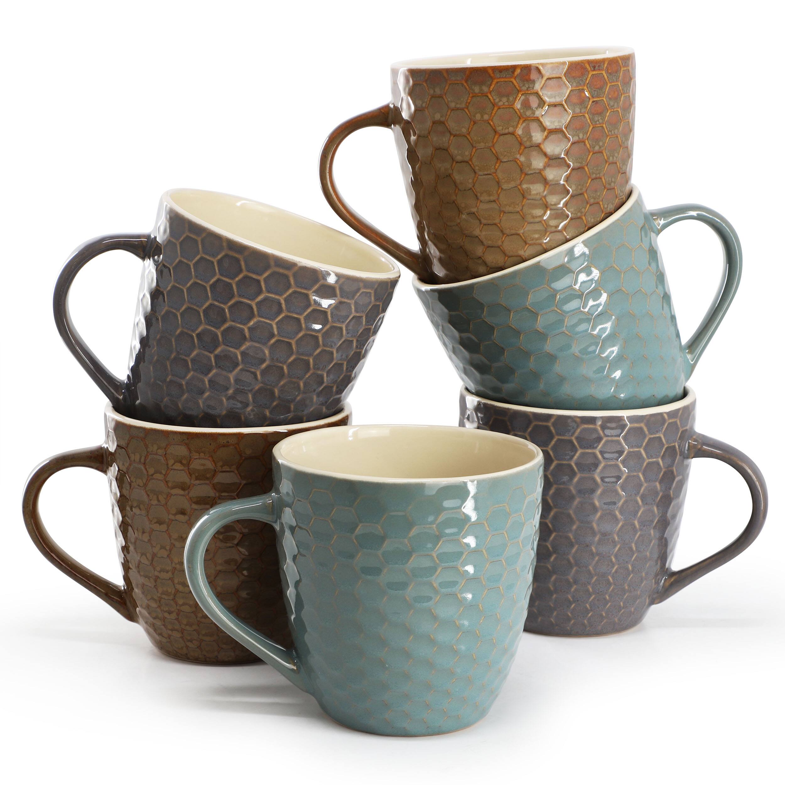 Front. Elama - Elama Honeysuckle 6-Piece 15 oz. Mug Set, Assorted Colors - Assorted.
