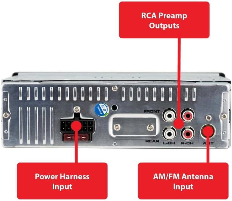 RCA Preamp Outputs  
GH H Passed G  
FRONT REAR L-CH R-CH A IT  
Power Harness Input  
AM/FM Antenna Input