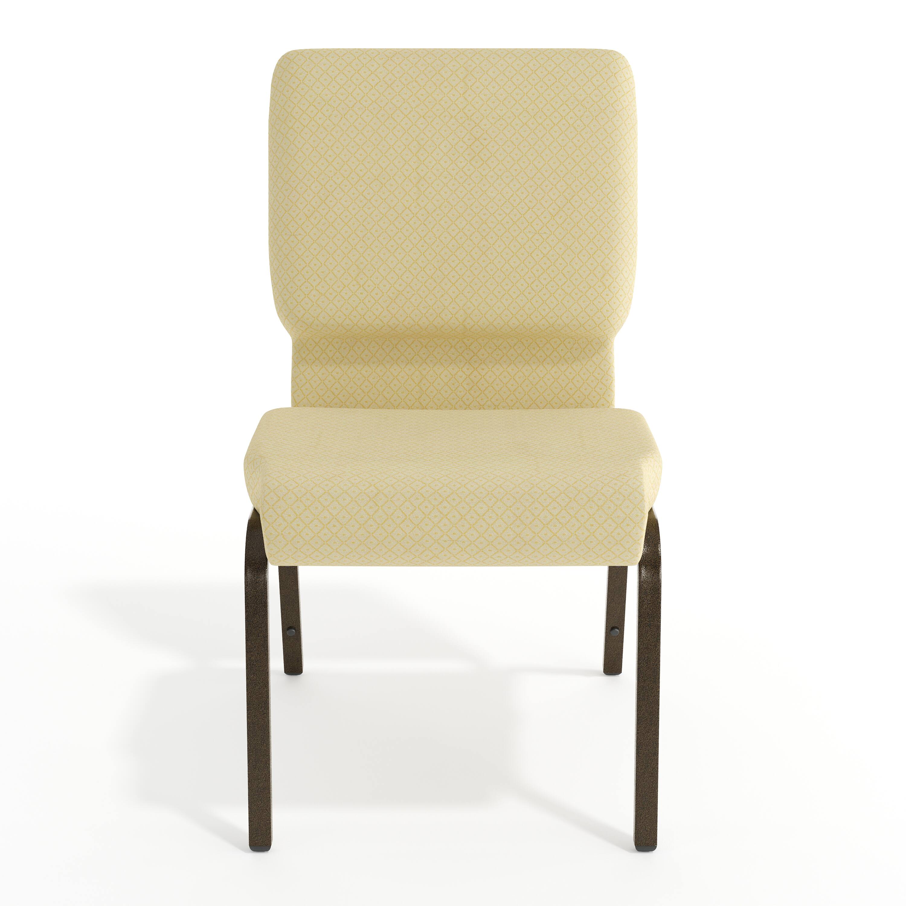 Alt View 9. Emma + Oliver - 18.5"W Stacking Church/Reception Guest Chair - Beige Patterned Fabric/Gold Vein Frame.
