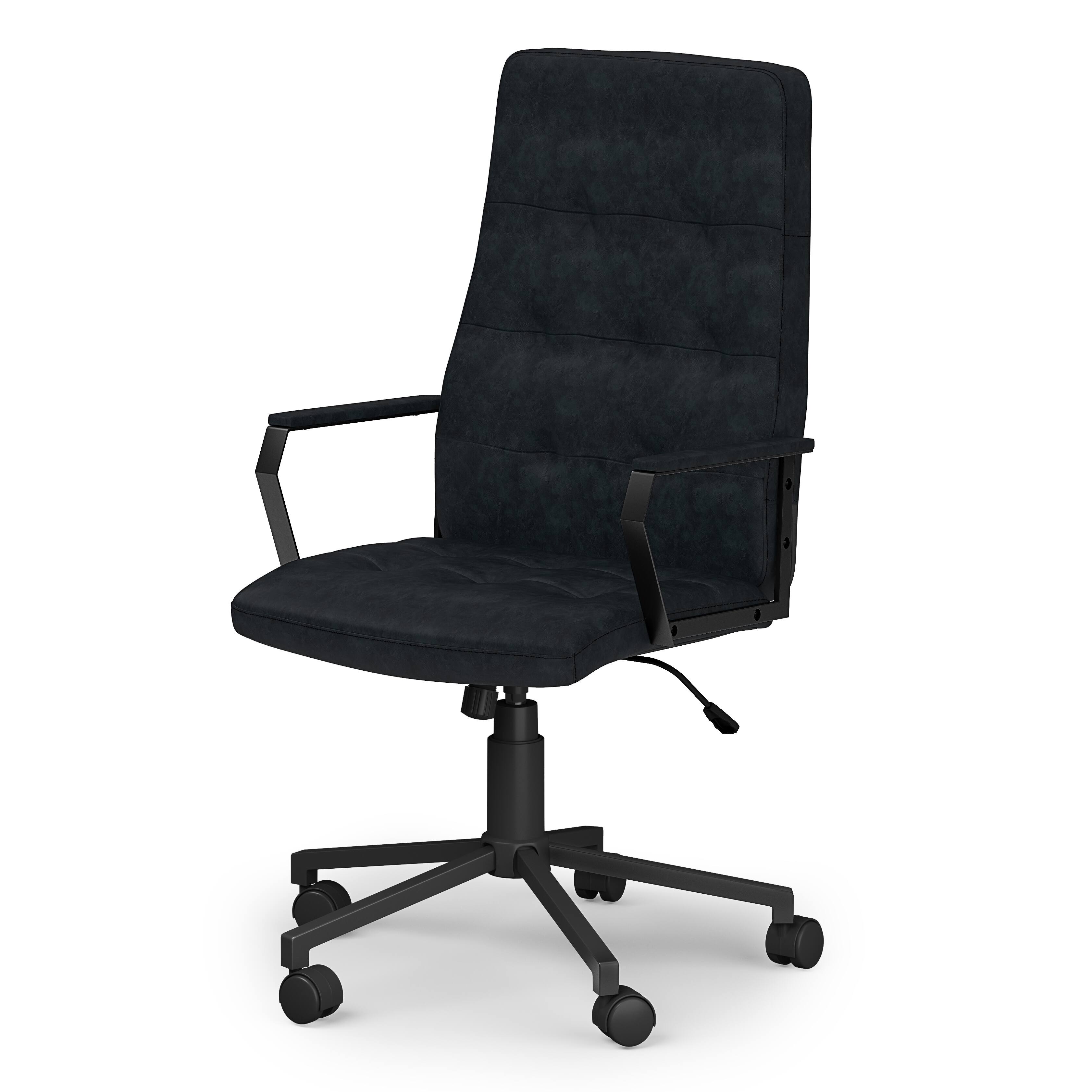 Angle. Simpli Home - Foley Swivel Office Chair - Distressed Blue.