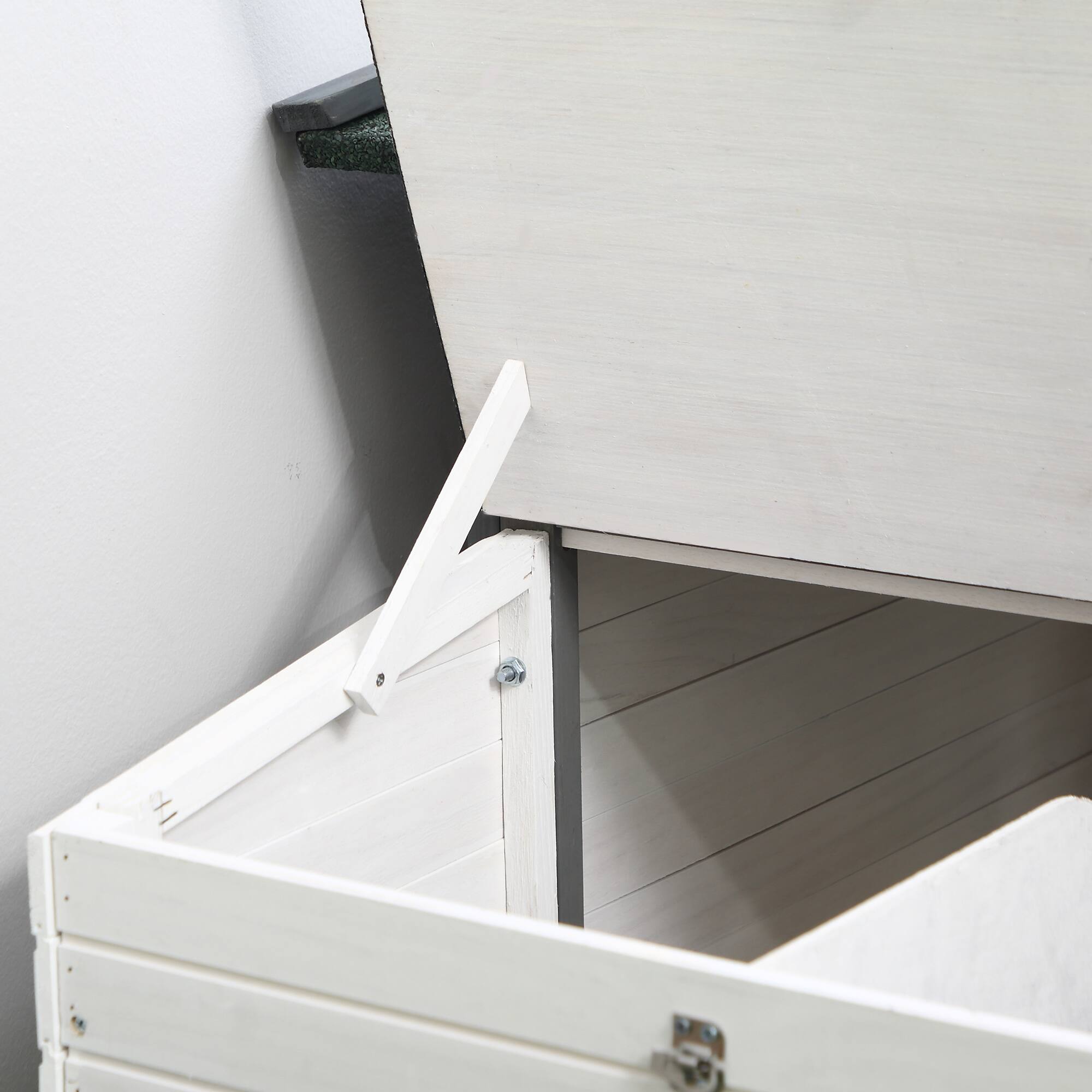 Alt View 5. Pawhut - 77" Wooden Chicken Coop with Nesting Box, Cute Outdoor Hen House with Removable Tray, Ramp Run, for Garden.