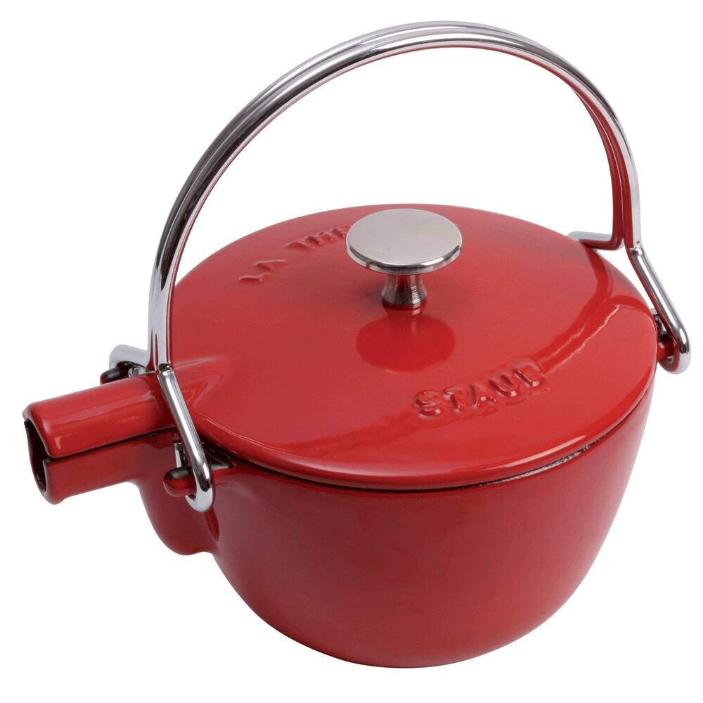 Front. Staub - Staub Cast Iron 1-qt Round Tea Kettle - Cherry - Cherry.