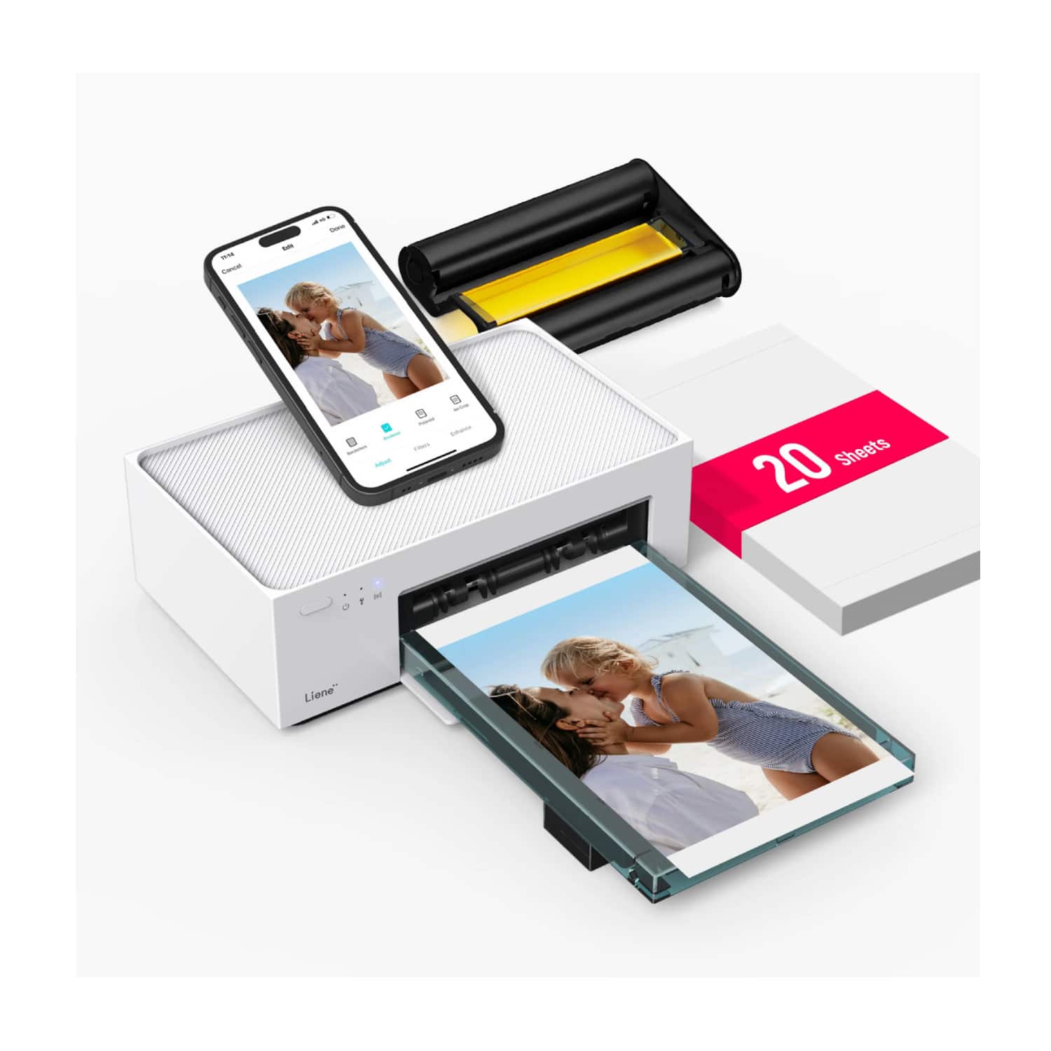 Liene - M100 4x6 In Full-Color Instant Photo Printer with 20 Sheets & 1 Cartridge