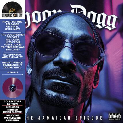 **Record Store Day**
**NEVER BEFORE RELEASED ON VINYL UNTIL NOW**
**THE DOGGFATHER DELIVERS HIS ICONIC HITS FROM "GIN & JUICE" TO "MURDER WAS THE CASE"**
**EXCEPTIONAL AUDIO QUALITY**
**BRIGHT PURPLE TRANSLUCENT COLOR VINYL**
**12 INCH LP**
**COLLECTORS EDITION INCLUDES PRINTED INNER SLEEVE**
**ONLY ONE WORLDWIDE PRESSING**
**HE JAMAICAN EPISODE**
**PARENTAL ADVISORY EXPLICIT CONTENT**