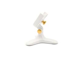 WeatherTech - DeskFone | Adjustable & Secure Fit Universal Desktop Cell Phone Holder – White Body – Gold Metal Knobs - White/Gold Metal