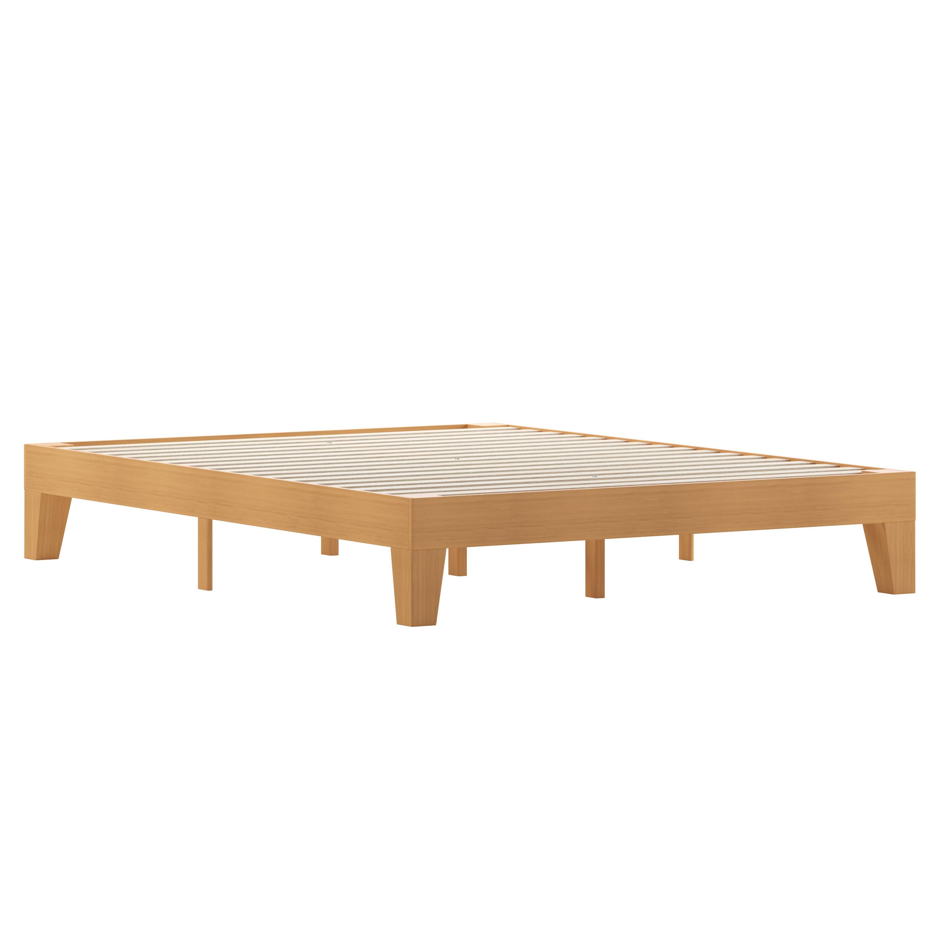 Alt View 1. Emma + Oliver - Avila Wooden Platform Bed with Wooden Support Slats; No Box Spring or Foundation Required - Natural.