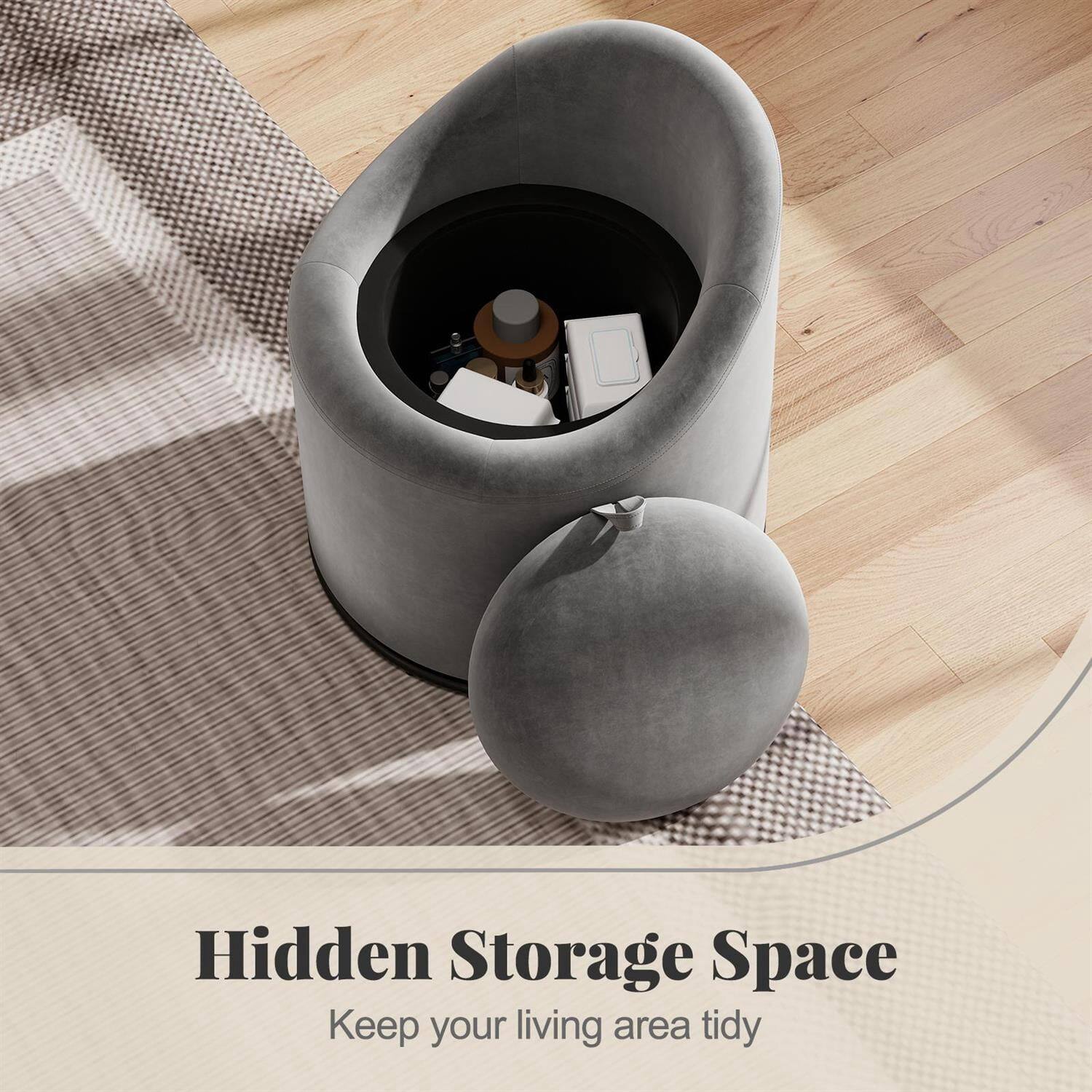 Hidden Storage Space  
Keep your living area tidy