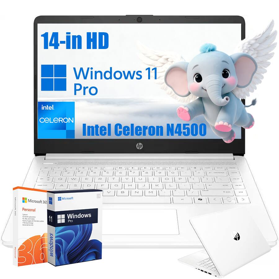 14-in HD Windows 11 Pro  
Intel Celeron N4500  
Microsoft 365 Personal  
Microsoft Windows 11 Pro