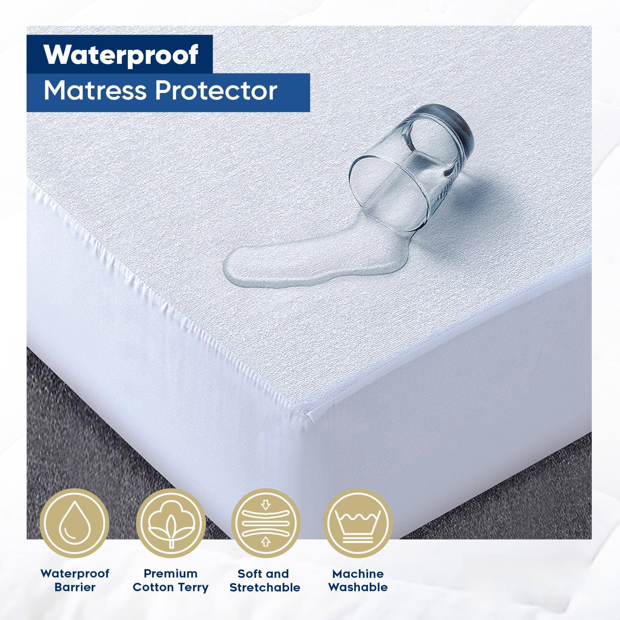 Waterproof Mattress Protector

- Waterproof Barrier
- Premium Cotton Terry
- Soft and Stretchable
- Machine Washable