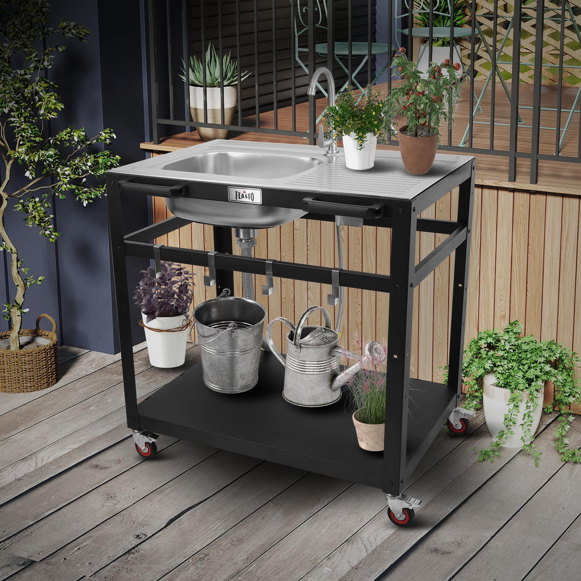 FEASTO - Outdoor Kitchen Table Cart - Black