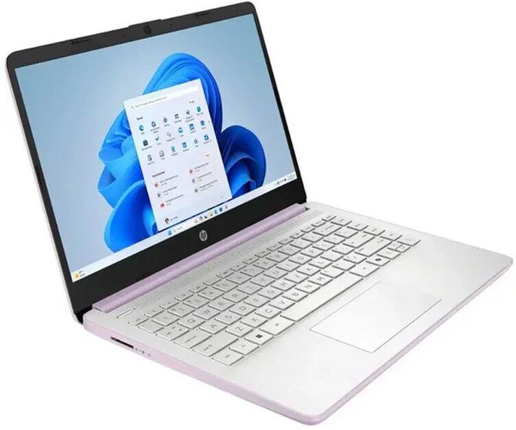 Alt View 1. HP - 14-dq6014dx 14" Intel N150 0.8 GHz up to 3.6 GHz 4GB DDR4 128GB UFS Windows 11 Home - Lavender.