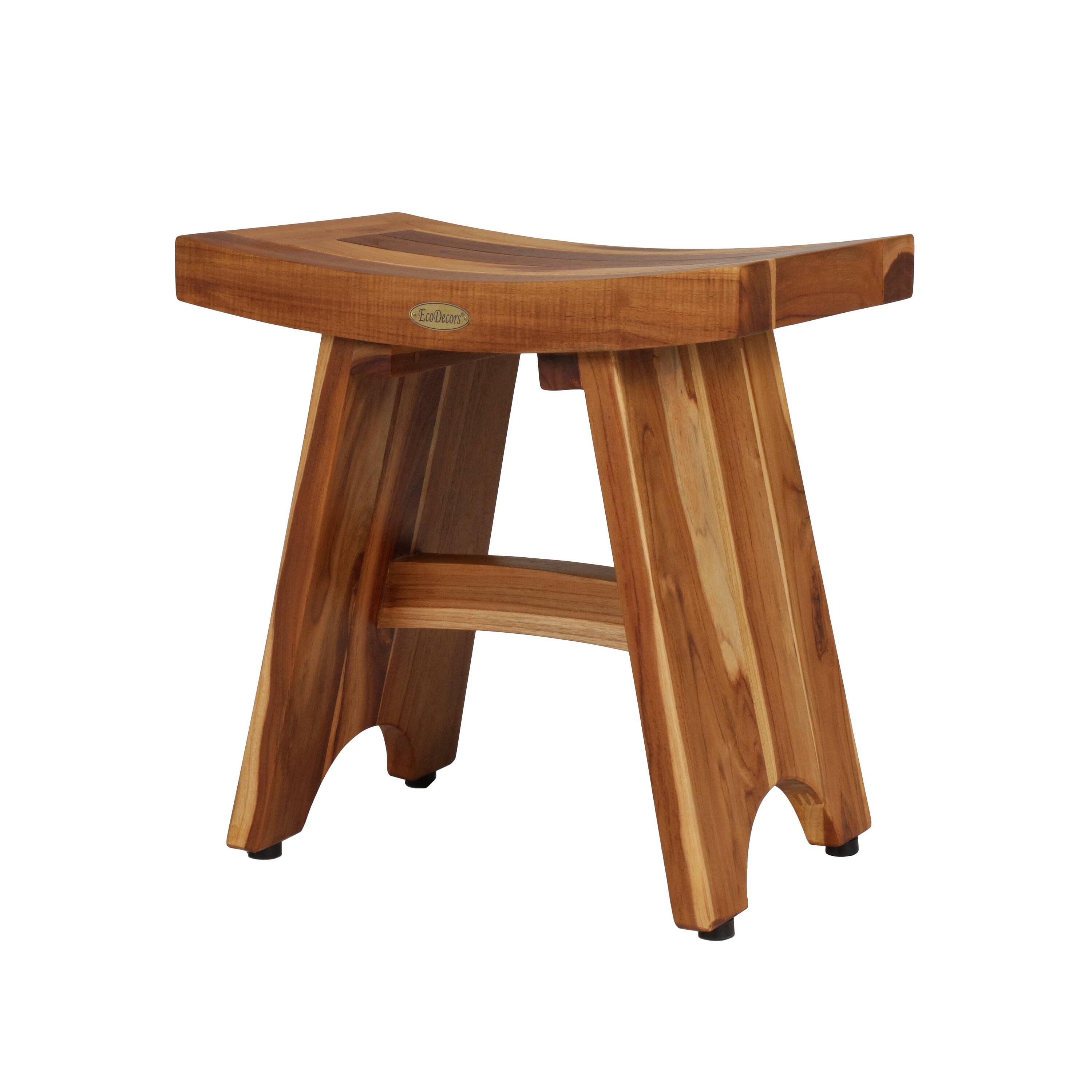 Angle. EcoDecors - EcoDecors 18 Inch Serenity Waterproof Teak Wood Shower Bench - EarthyTeak.