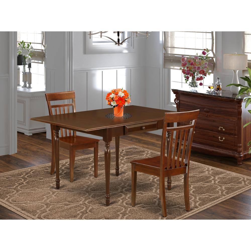 Angle. East West Furniture - Dining Room Set Mahogany - Brown.