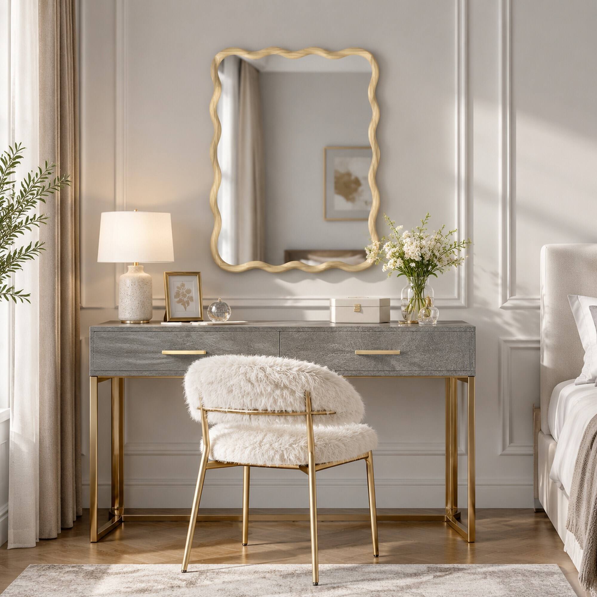 RYHNUYNE Wavy Rectangle Wall, Solid, 40 x 28 in, HD Glass, Farmhouse ...