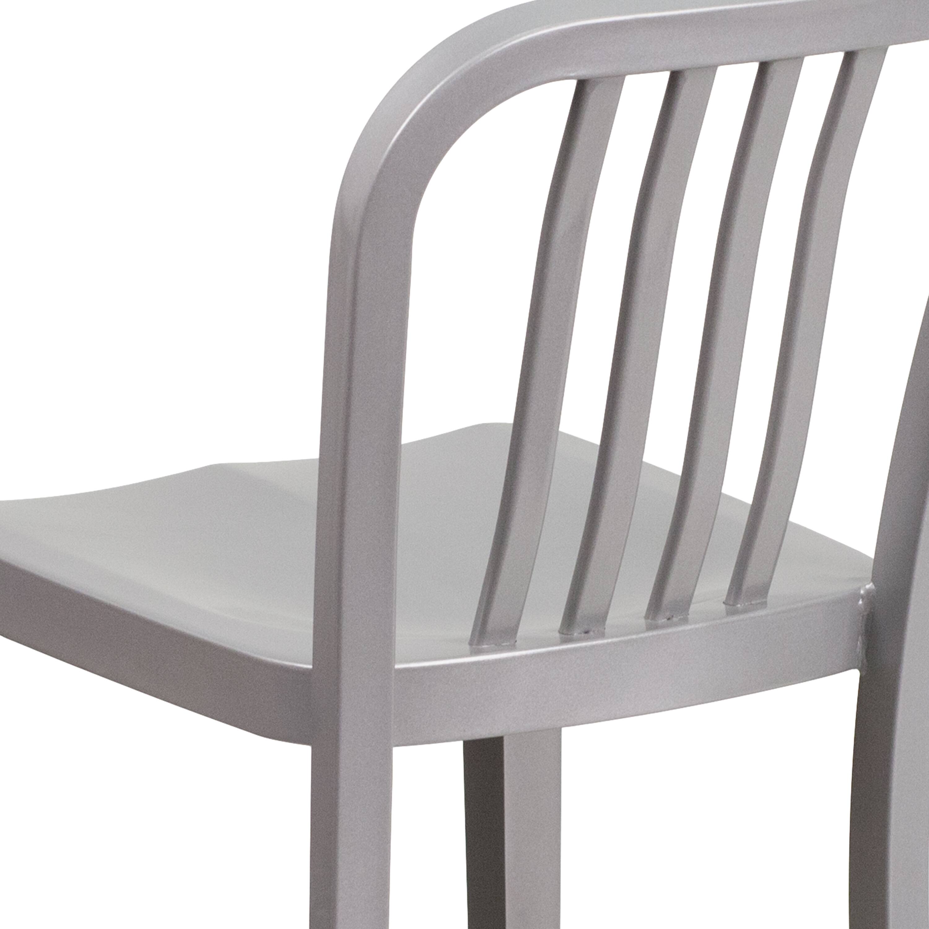 Alt View 15. Alamont Home - Gael 24" High Silver Metal Indoor-Outdoor Counter Height Stool w/ Vertical Slat Back - Silver.