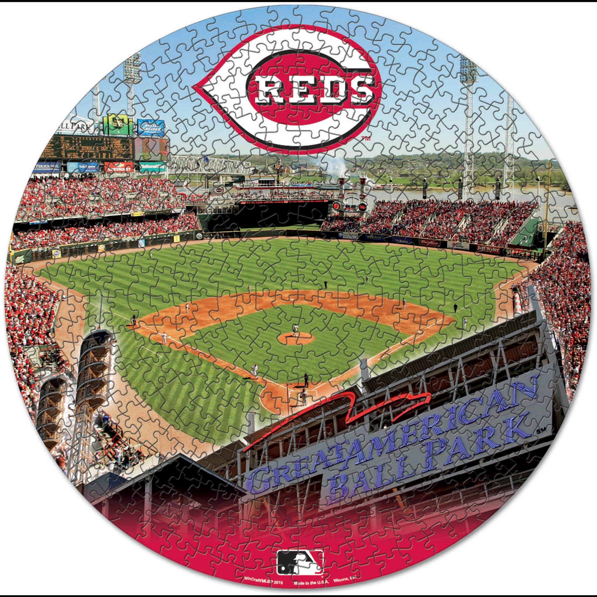 WinCraft - Cincinnati Reds Round 500-Piece Puzzle - Multicolor