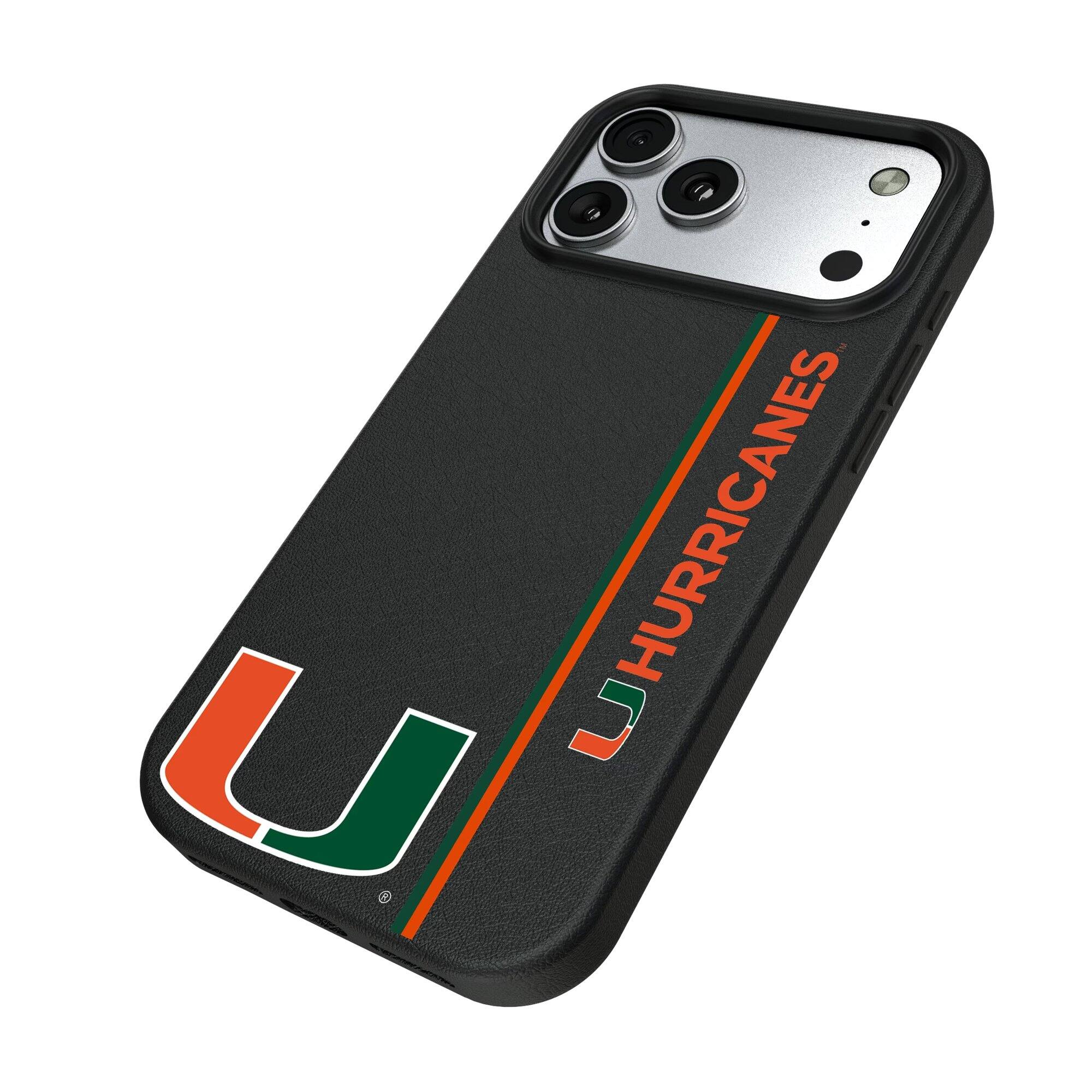 Alt View 1. Keyscaper - Miami Hurricanes iPhone Magnetic Bump Case - 15 - Black.