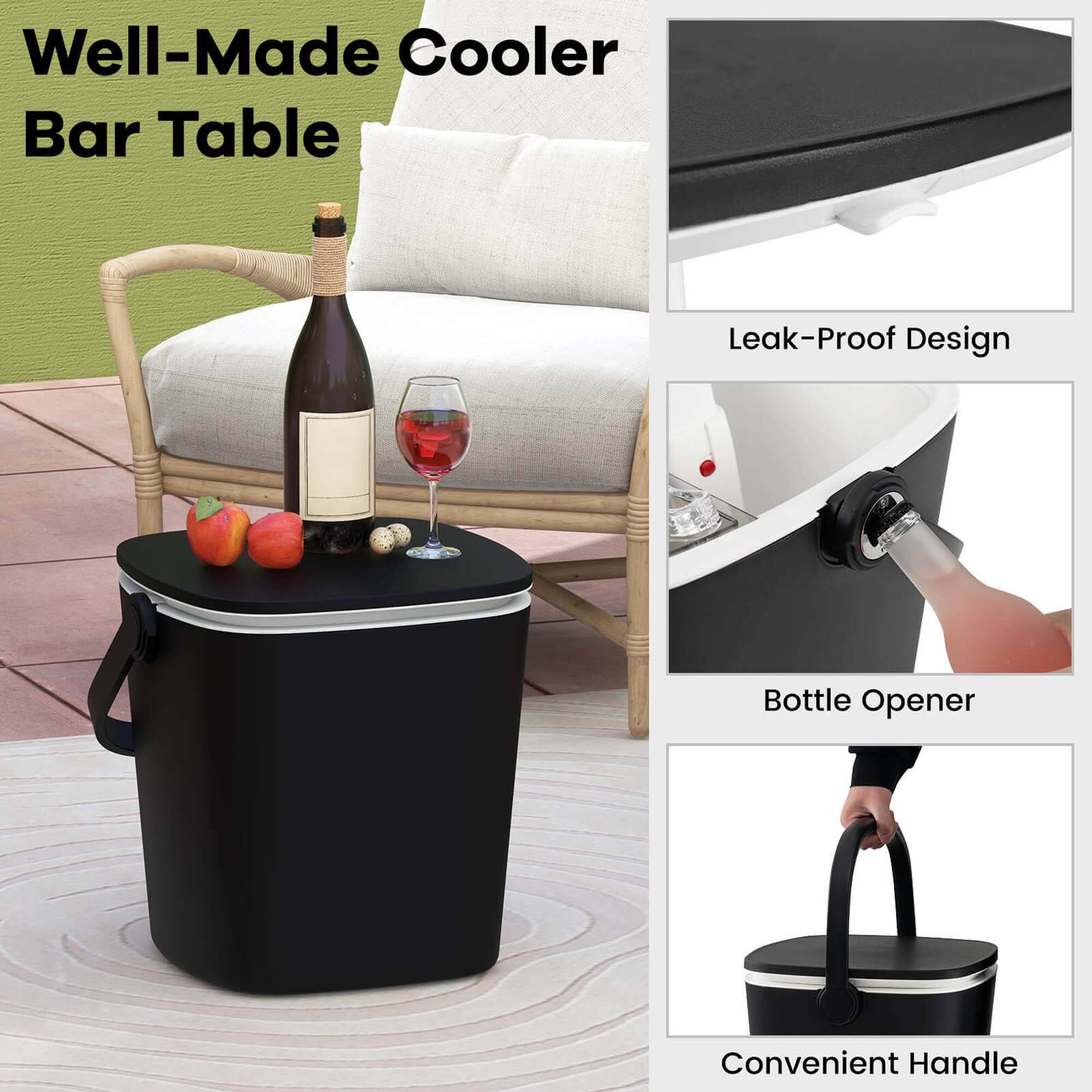 Well-Made Cooler Bar Table

- Leak-Proof Design
- Bottle Opener
- Convenient Handle