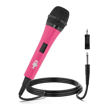 Front. Singing Machine - Unidirectional Dynamic Microphone - Pink.