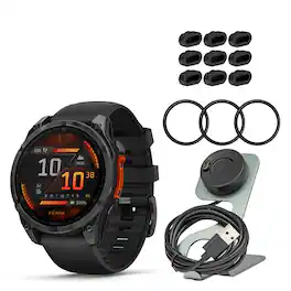 Garmin - Fenix 8 47mm GPS Slate Gray Black Smartwatch with Charger Stand Bundle - Black - (2025)