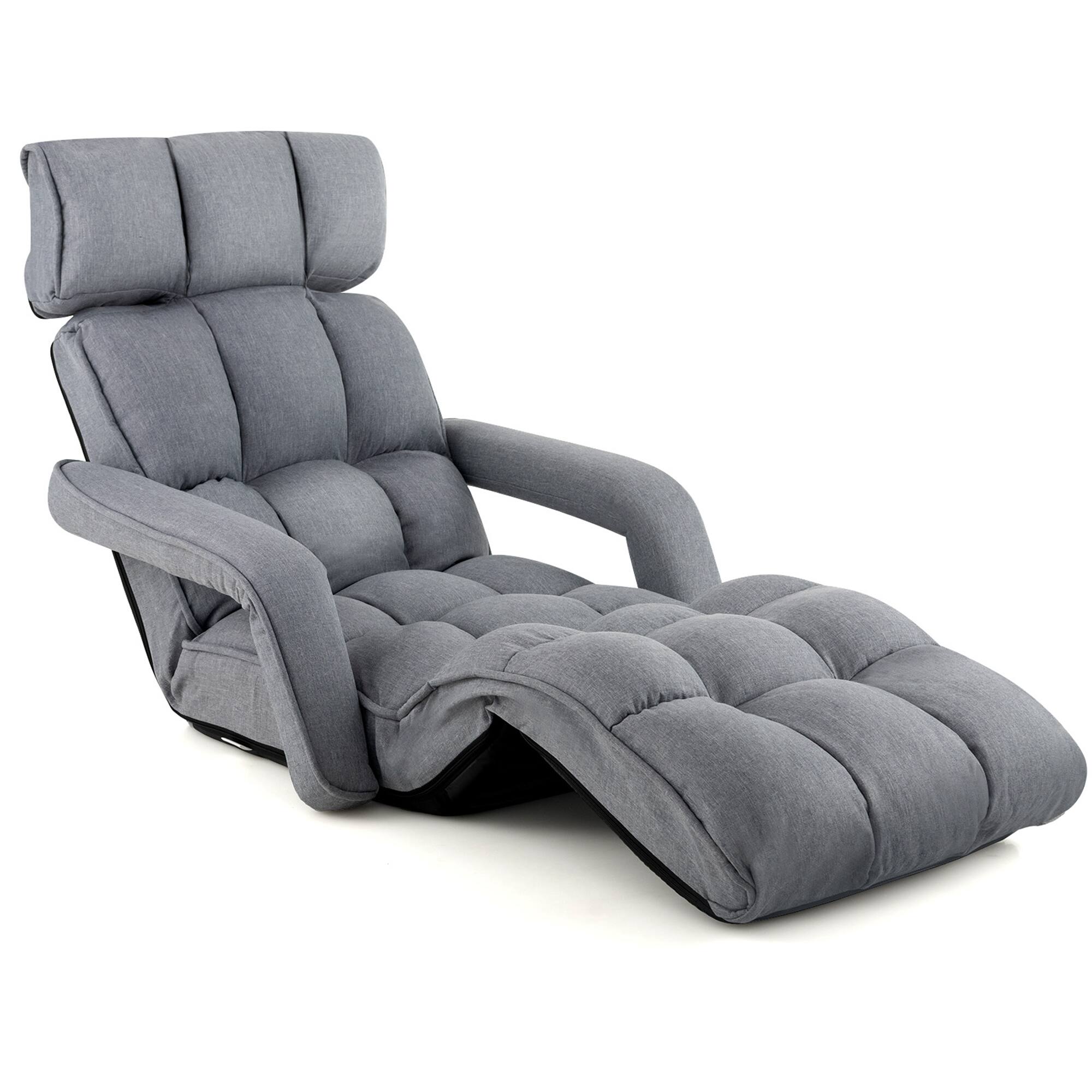 Alt View 9. Costway - Costway 6-Position Adjustable Floor Chair for Adults Foldable Lazy Sofa for Living Room Grey - Grey.