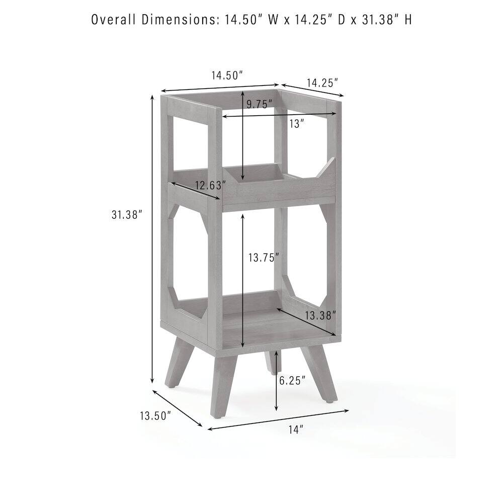 Overall Dimensions: 14.50" W X 14.25" D X 31.38" H

- 14.50"
- 14.25"
- 9.75"
- 13"
- 12.63"
- 31.38"
- 13.75"
- 13.38"
- 6.25"
- 13.50"
- 14"