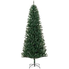BreeBe - 8 ft Tall Unlit Slim Fir Artificial Christmas Tree with Realistic Branches - Green