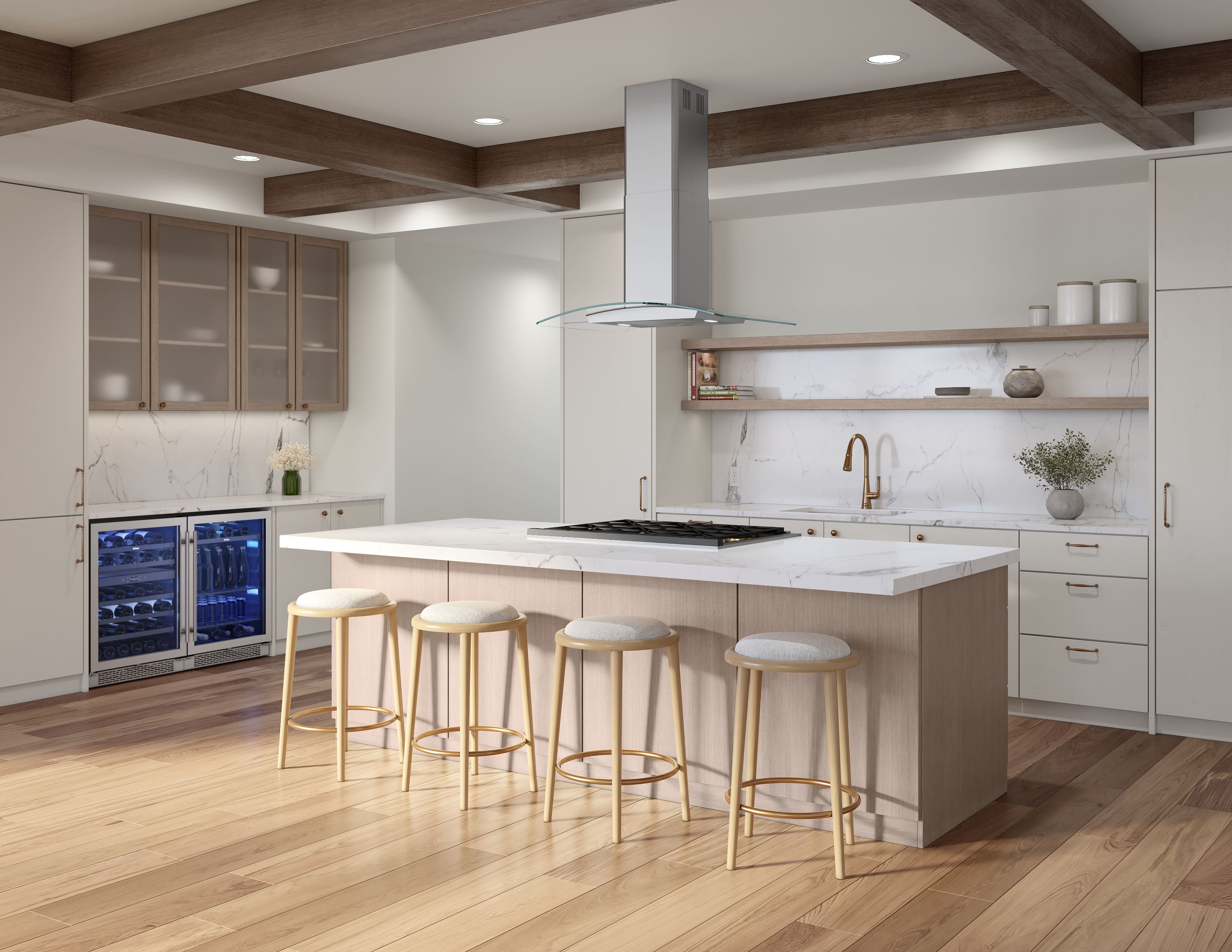 Alt View 13. Zephyr - Brisas 36 in. 600 CFM Curved Glass Island Range Hood with LED Lights - Stainless Steel + Glass.