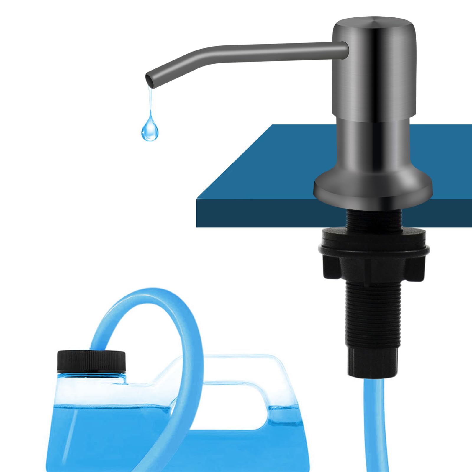 Alt View 1. Dapper Styles - Kitchen Sink Soap Dispenser With Extension Tube Kit Under Pump No Need For Refills Good Suction Power - Chrome.