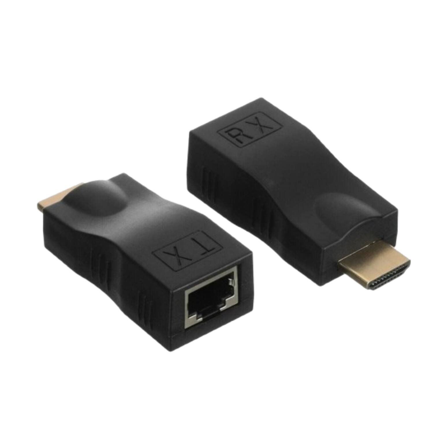 Front. Stock Preferred - 2Pcs HDMI Extender to RJ45 Over Cat5e/6 1080P LAN Ethernet HDTV Adapter - Black.