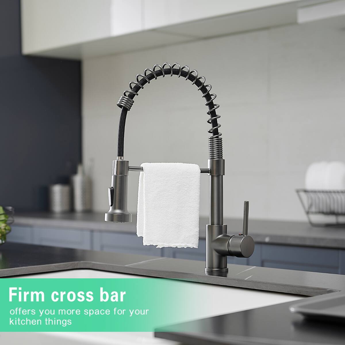 Firm cross bar offers you more space for your kitchen things