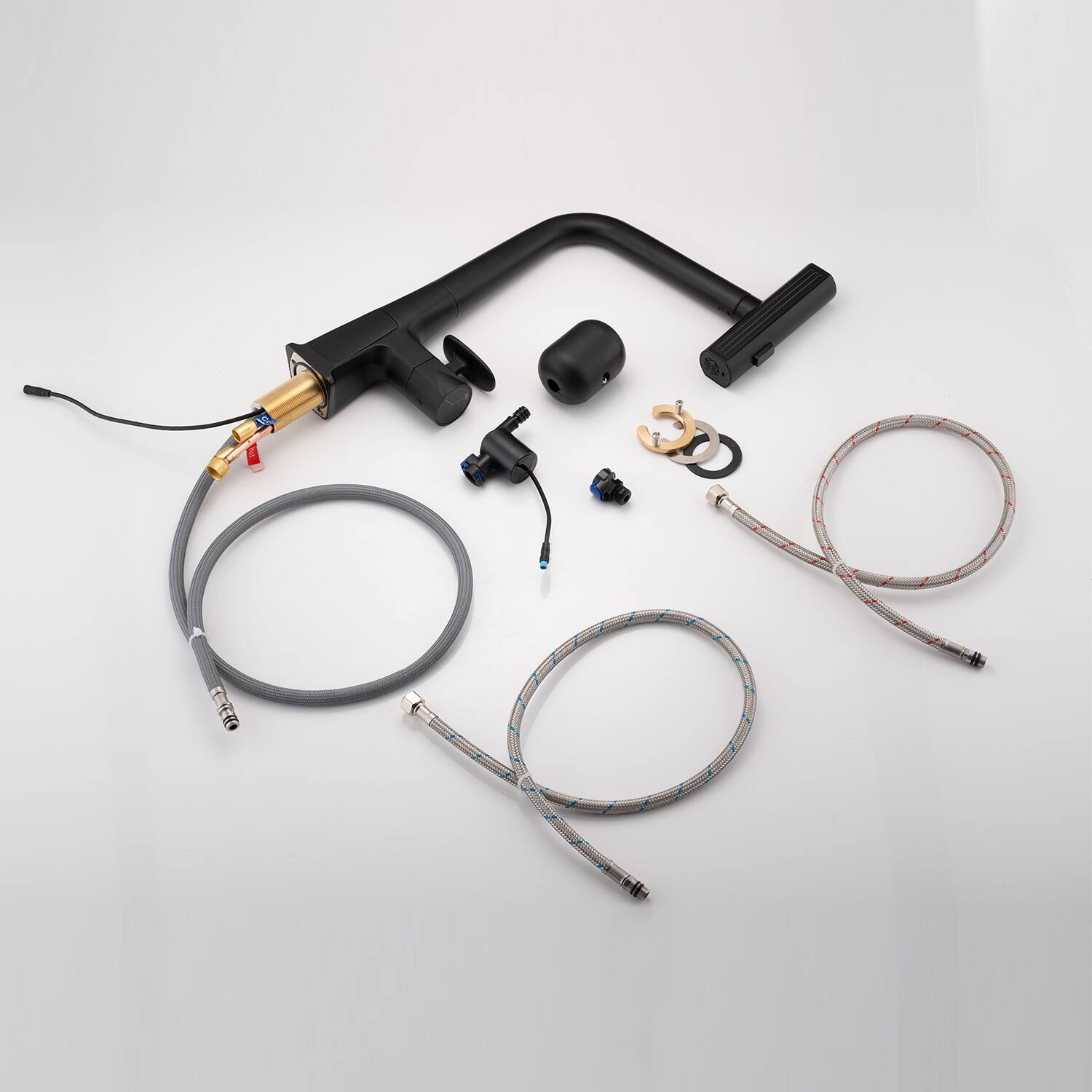 Alt View 4. Siljoy - Matte Black Waterfall Kitchen Faucet with Temperature Display Single Handle Pull Down Sprayer Three Water Outlet Modes - Matte Black.