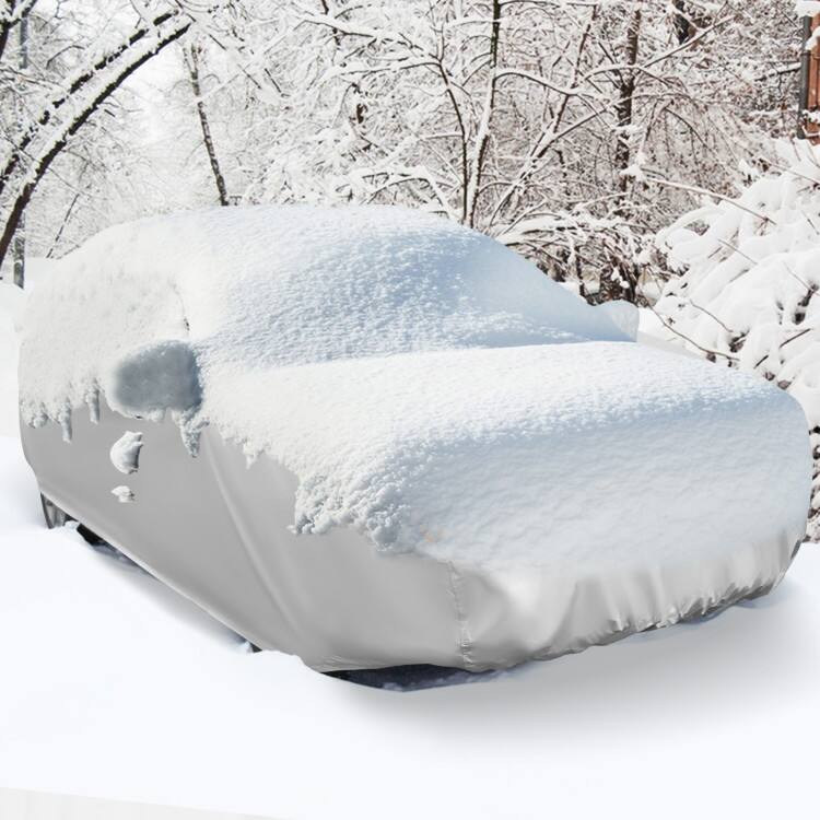 Angle. Mondawe - 185" Universal Fit Sedan Car Cover with Mirror Pockets for Rain Sun UV Protection - Silver-185.