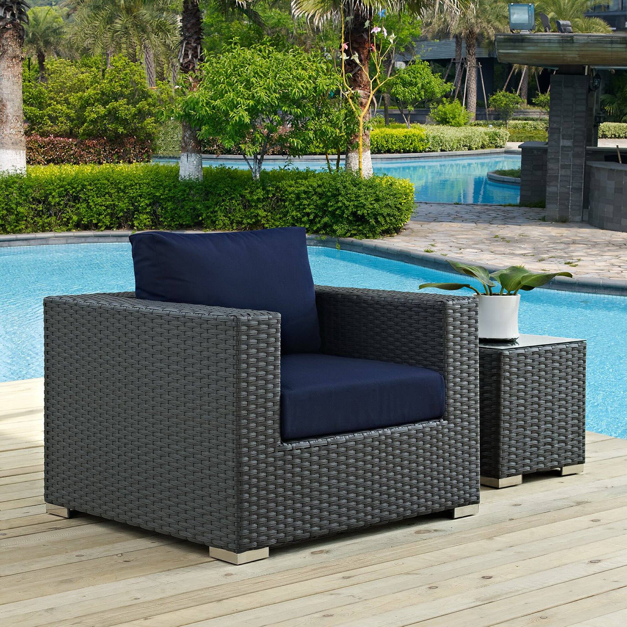 Back. Modway - Sojourn Outdoor Patio Sunbrella® Armchair by Modway - Canvas Navy.