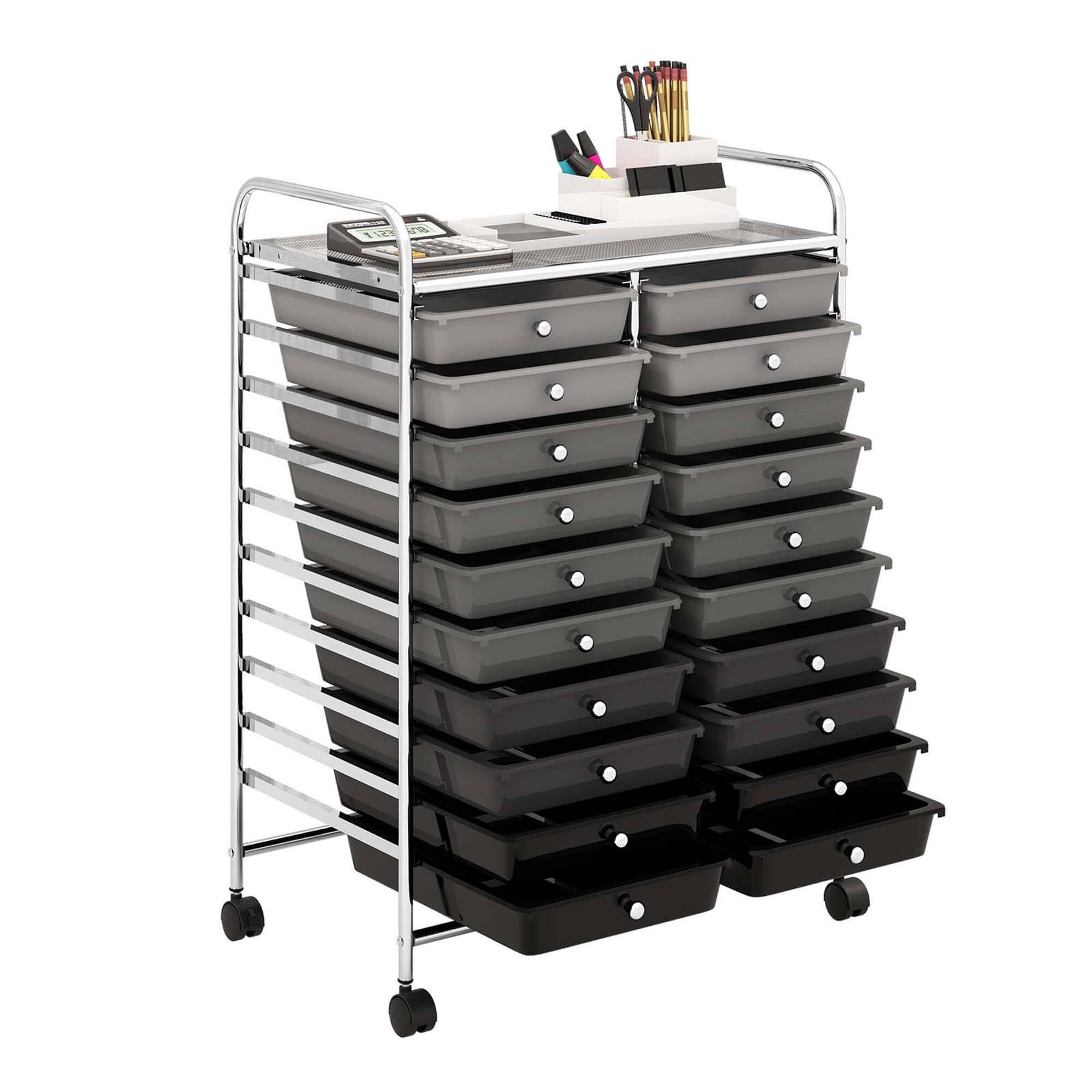 Alt View 1. Costway - 20 Drawers Rolling Storage Cart Art Craft Organizer on Wheels Multipurpose - Gradient Gray.