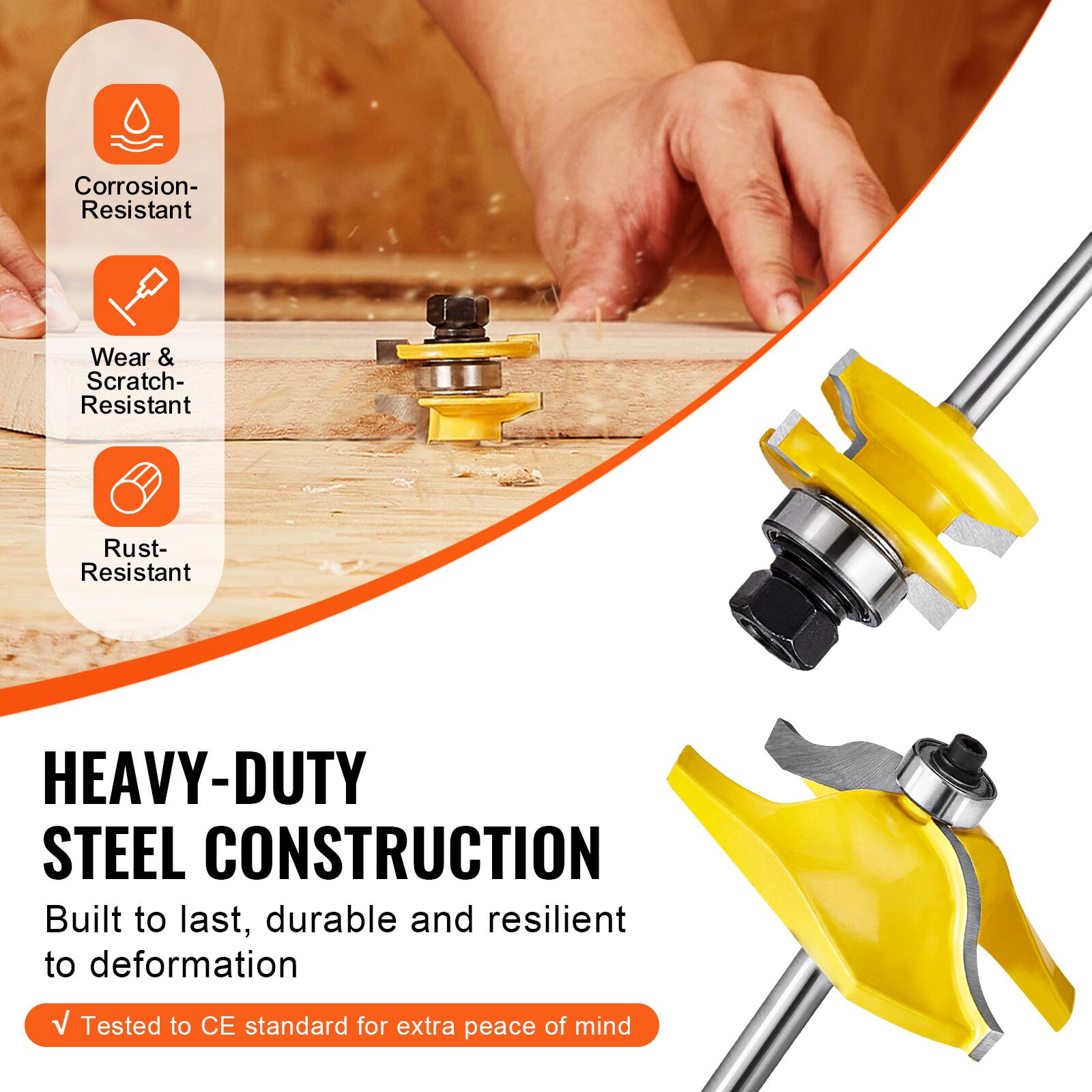 Corrosion-Resistant  
Wear & Scratch-Resistant  
Rust-Resistant  

HEAVY-DUTY STEEL CONSTRUCTION  
Built to last, durable and resilient to deformation  

✓ Tested to CE standard for extra peace of mind