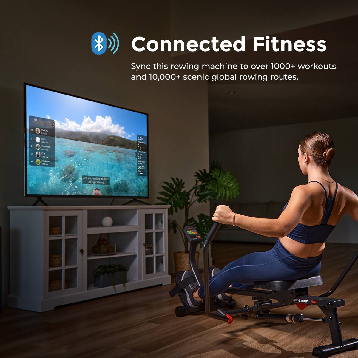 Connected Fitness
Sync this rowing machine to over 1000+ workouts and 10,000+ scenic global rowing routes.