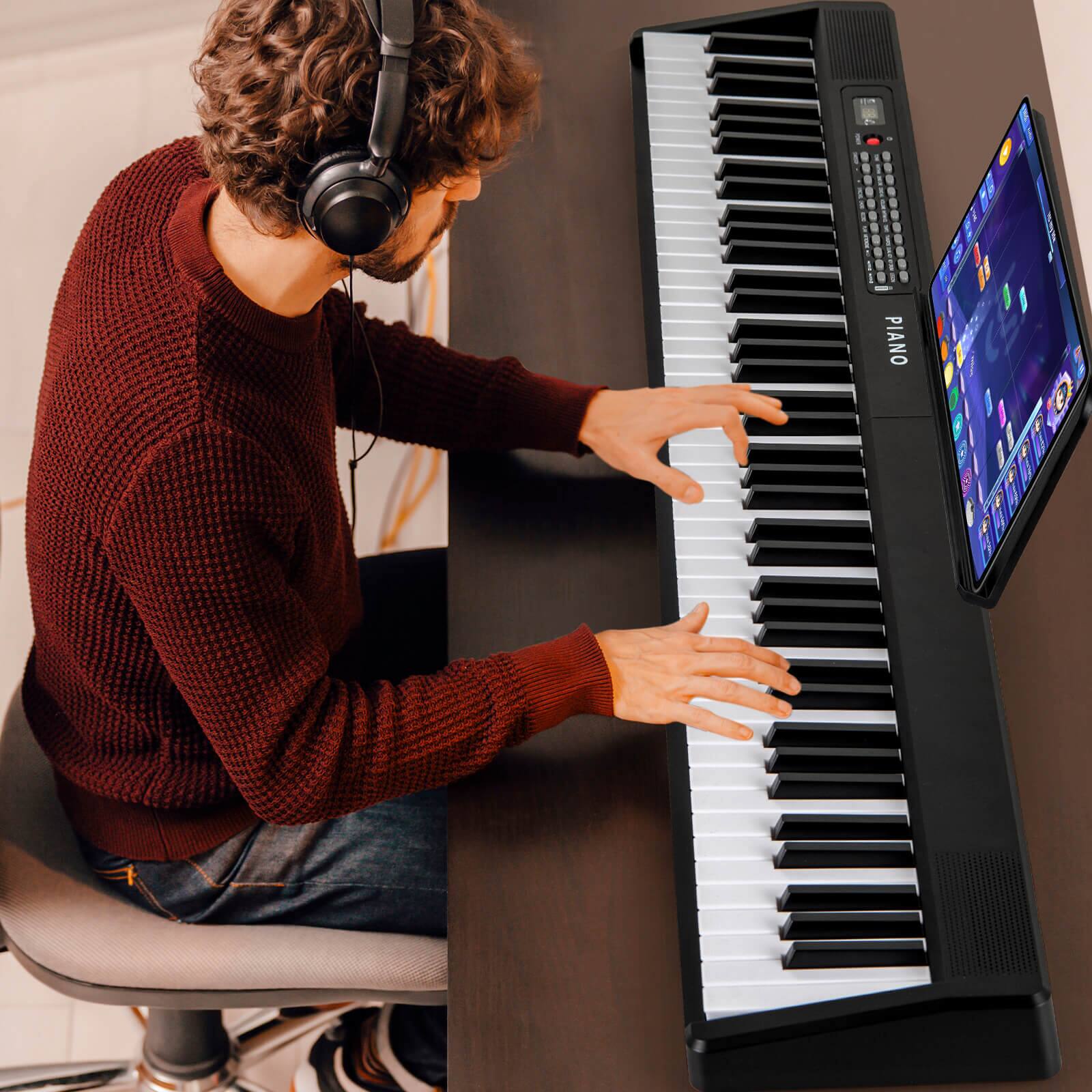 Alt View 3. Costway - Costway 88 Key Folding Piano Keyboard with Wireless MIDI Dual Speakers 1000 Timbres - Black.
