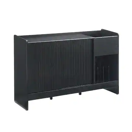 Front. Crosley Furniture - Arden Record Player Cabinet With Vinyl Storage - Black.