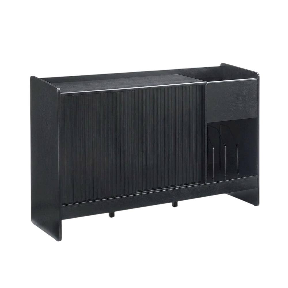 Front. Crosley Furniture - Arden Record Player Cabinet With Vinyl Storage - Black.