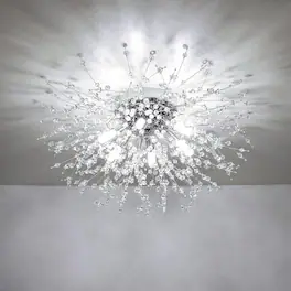 MERAVOM - Flush Mount Ceiling Lights, Crystal Sputnik Firework Close to Ceiling Lamp LED Ceiling Lighting Fixtures for Bedroom - Silver