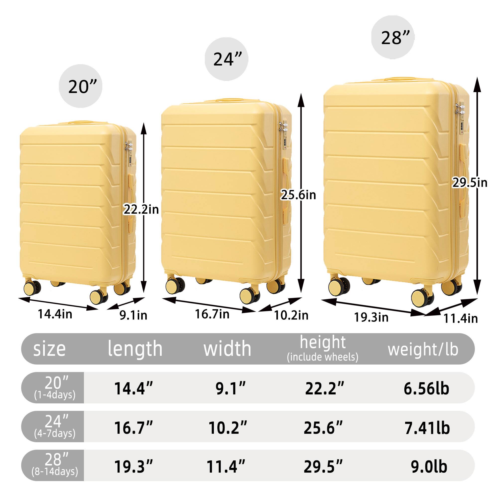 MERAVOM 3 Piece Hardshell Luggage Set (20