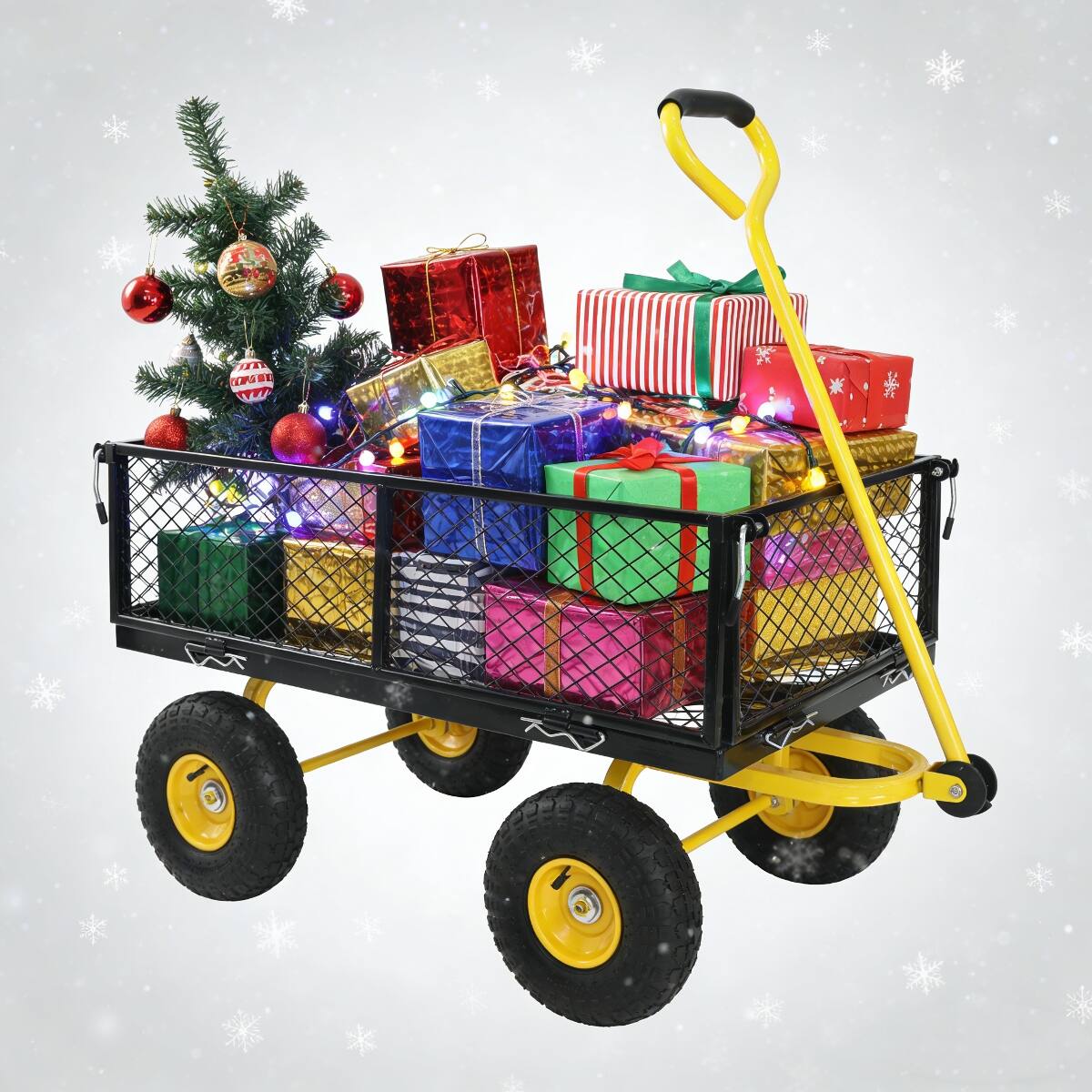 Alt View 2. Loheer - Loheer Heavy Duty Garden Dump Cart with Pneumatic Tires, Metal Utility Wagon, 660 lb Capacity.