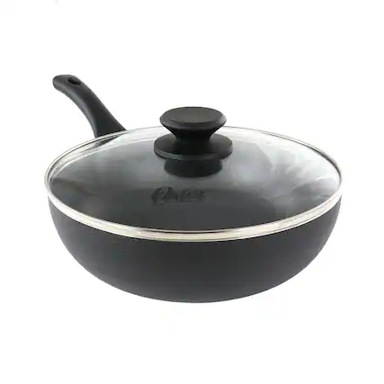 Front. Oster - Oster Ashford 9.5 Inch Aluminum Nonstick Wok With Lid - Black.