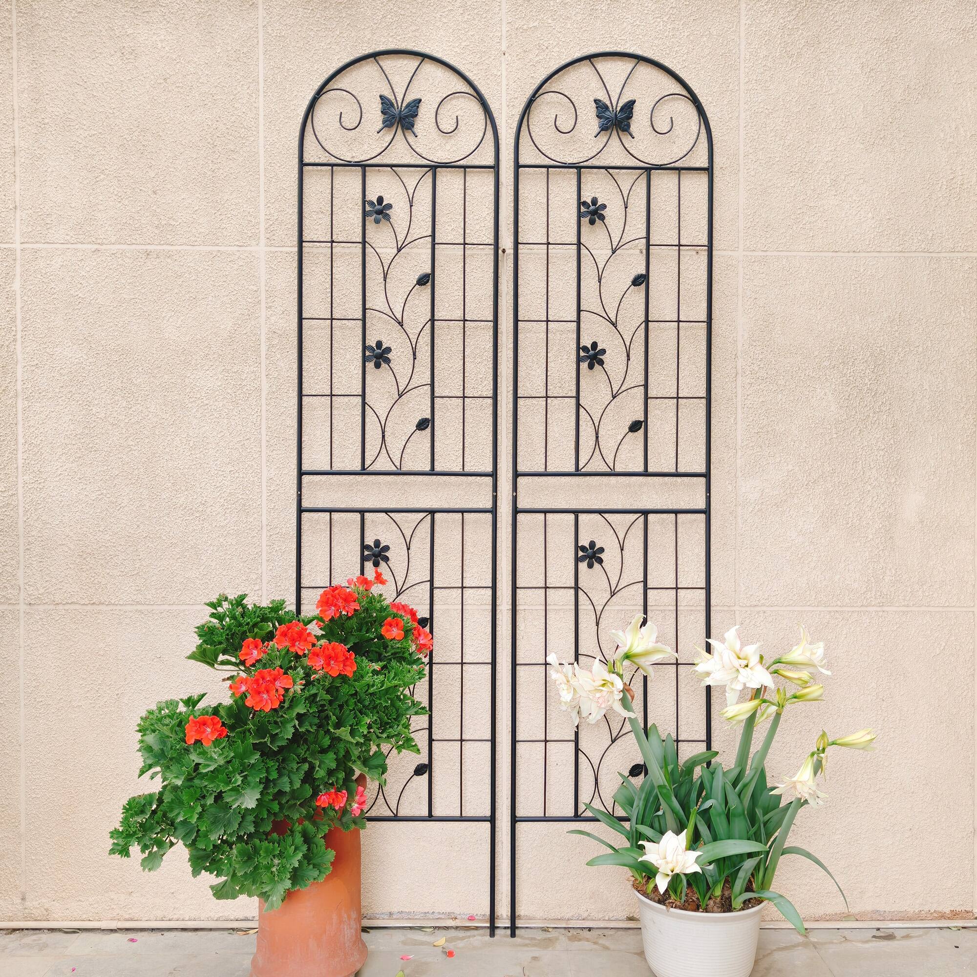 Alt View 5. Loheer - 2 Pack Metal Garden Trellis 7.2 ft x 1.6 ft Rustproof Plant Support - Black.