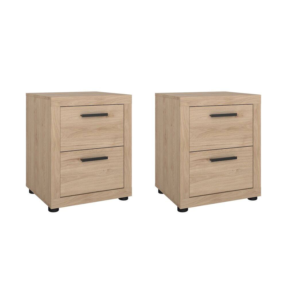 Front. Tvilum - 2 Drawer Nightstand - Set of 2 - Brown.